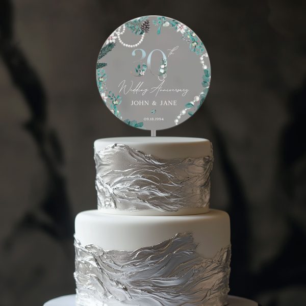 30th Anniversary Cake Topper, Pearl Wedding Anniversary