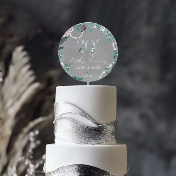 30th Anniversary Cake Topper, Pearl Wedding Anniversary