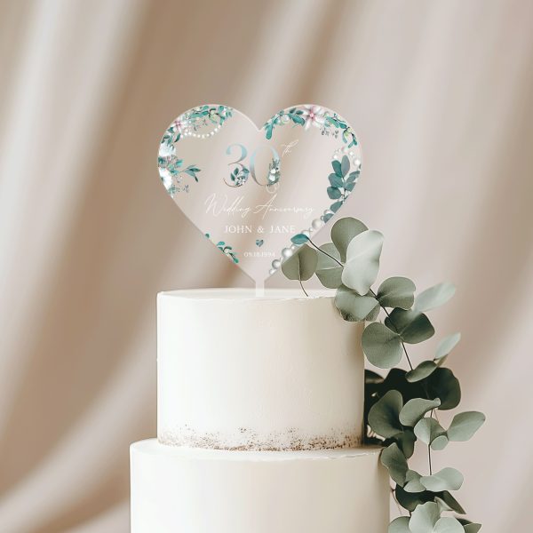 30th Anniversary Cake Topper, Pearl Wedding Anniversary