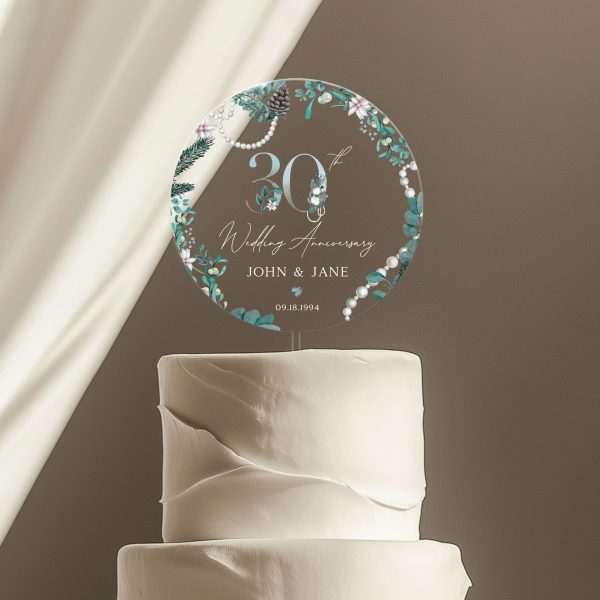 30th Anniversary Cake Topper, Pearl Wedding Anniversary