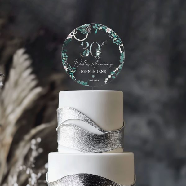 30th Anniversary Cake Topper, Pearl Wedding Anniversary