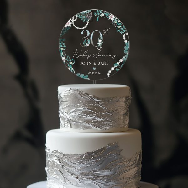 30th Anniversary Cake Topper, Pearl Wedding Anniversary