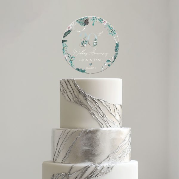 30th Anniversary Cake Topper, Pearl Wedding Anniversary