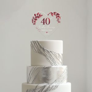 40th Anniversary Cake Topper, Ruby Wedding Anniversary