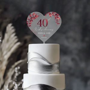 40th Anniversary Cake Topper, Ruby Wedding Anniversary