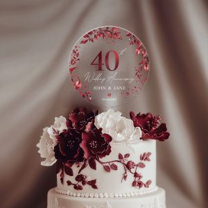 40th Anniversary Cake Topper, Ruby Wedding Anniversary