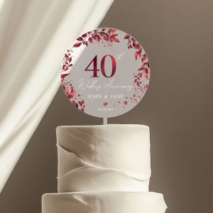 40th Anniversary Cake Topper, Ruby Wedding Anniversary