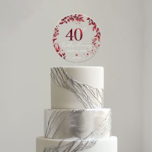 40th Anniversary Cake Topper, Ruby Wedding Anniversary
