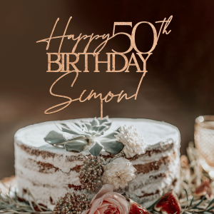 50th Birthday Gift, Personalized Happy 50th Birthday Cake Topper