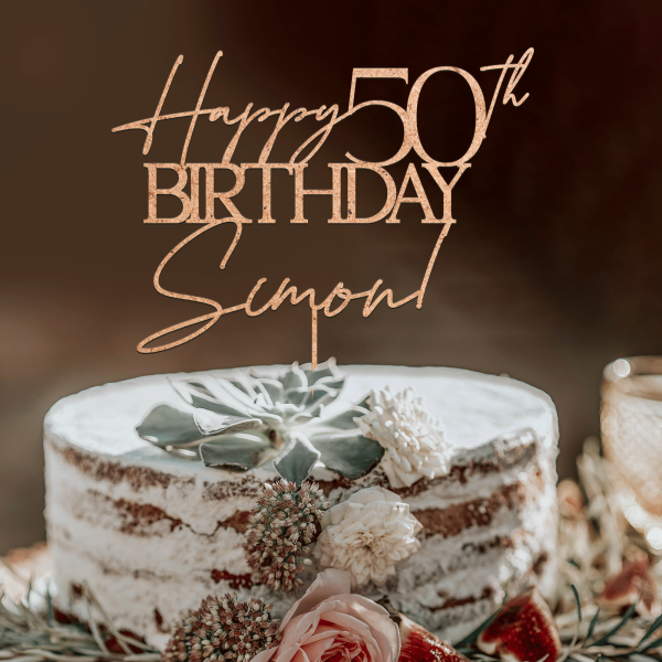 50th Birthday Gift, Personalized Happy 50th Birthday Cake Topper