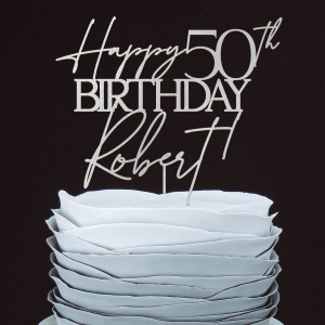 50th Birthday Gift, Personalized Happy 50th Birthday Cake Topper