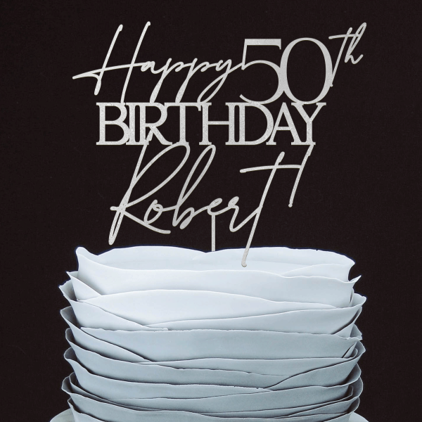 50th Birthday Gift, Personalized Happy 50th Birthday Cake Topper
