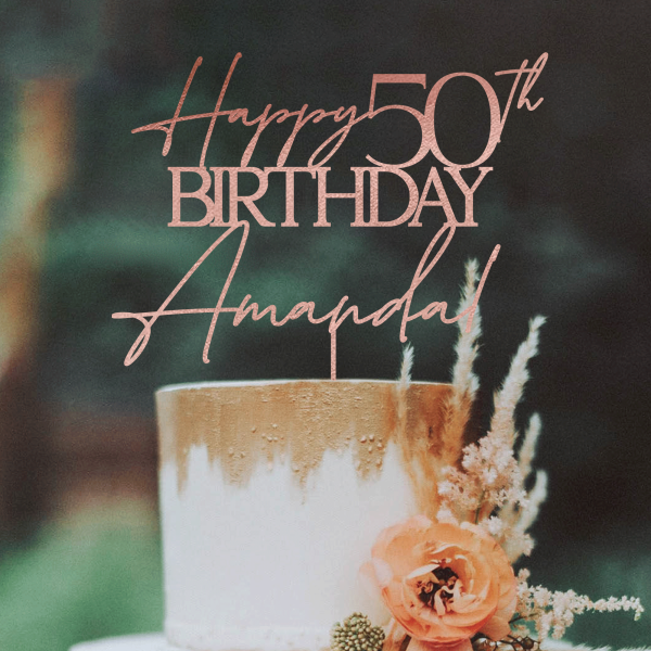50th Birthday Gift, Personalized Happy 50th Birthday Cake Topper