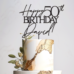 50th Birthday Gift, Personalized Happy 50th Birthday Cake Topper