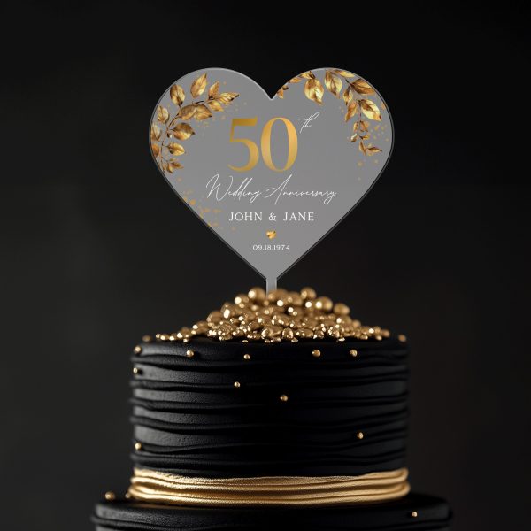 50th Anniversary Cake Topper, Gold Wedding Anniversary
