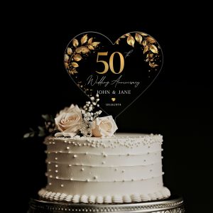50th Anniversary Cake Topper, Gold Wedding Anniversary
