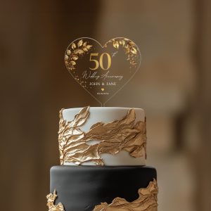 50th Anniversary Cake Topper, Gold Wedding Anniversary