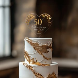 50th Anniversary Cake Topper, Gold Wedding Anniversary