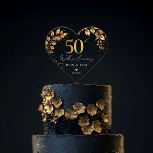 50th Anniversary Cake Topper, Gold Wedding Anniversary