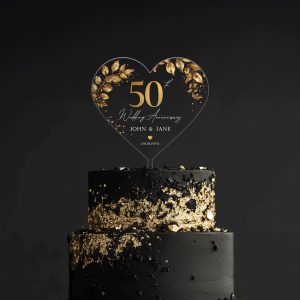 50th Anniversary Cake Topper, Gold Wedding Anniversary