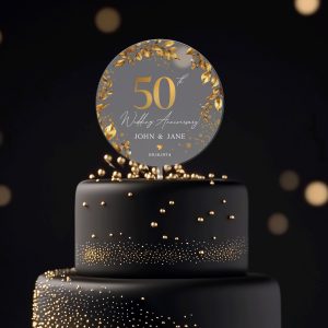 50th Anniversary Cake Topper, Gold Wedding Anniversary