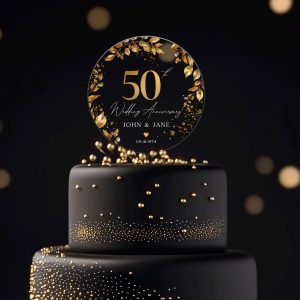 50th Anniversary Cake Topper, Gold Wedding Anniversary