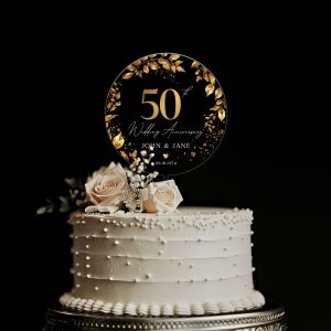 50th Anniversary Cake Topper, Gold Wedding Anniversary