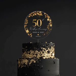 50th Anniversary Cake Topper, Gold Wedding Anniversary