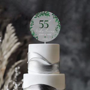 55th Anniversary Cake Topper, Emerald Wedding Anniversary