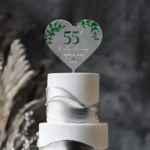 55th Anniversary Cake Topper, Emerald Wedding Anniversary