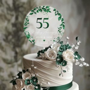 55th Anniversary Cake Topper, Emerald Wedding Anniversary