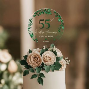 55th Anniversary Cake Topper, Emerald Wedding Anniversary