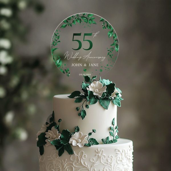 55th Anniversary Cake Topper, Emerald Wedding Anniversary