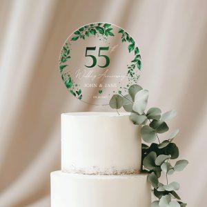 55th Anniversary Cake Topper, Emerald Wedding Anniversary