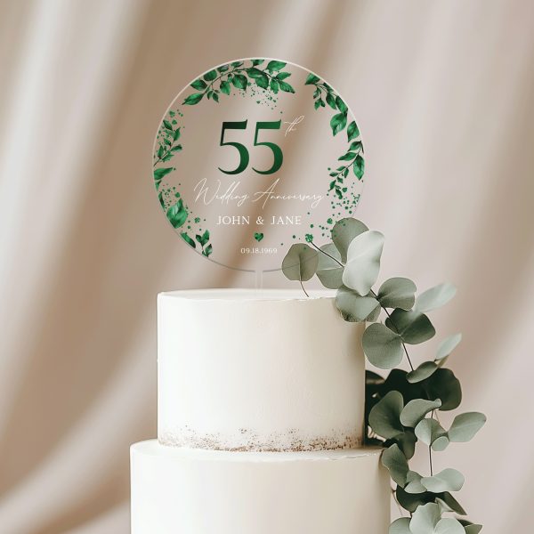 55th Anniversary Cake Topper, Emerald Wedding Anniversary