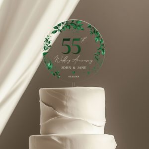 55th Anniversary Cake Topper, Emerald Wedding Anniversary