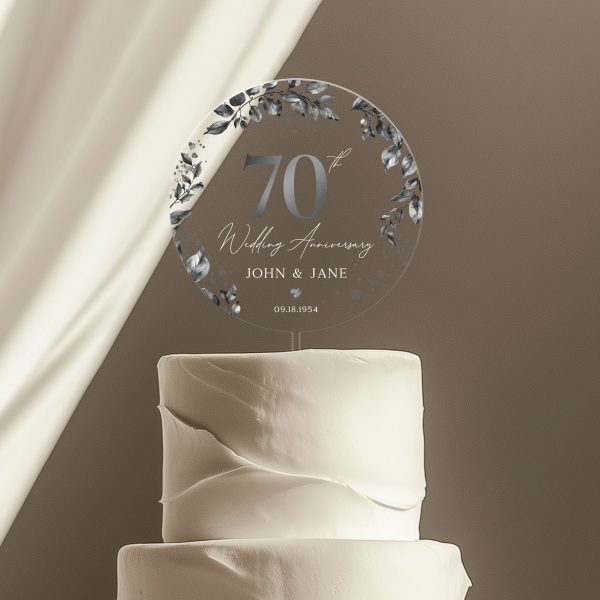 70th Anniversary Cake Topper, Platinum Wedding Anniversary