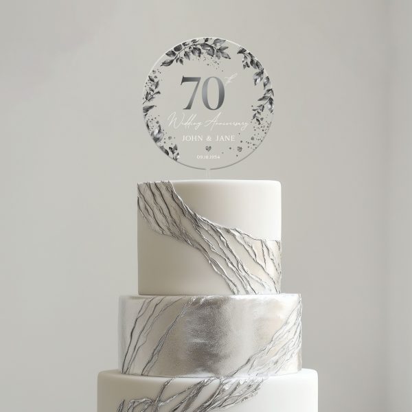 70th Anniversary Cake Topper, Platinum Wedding Anniversary