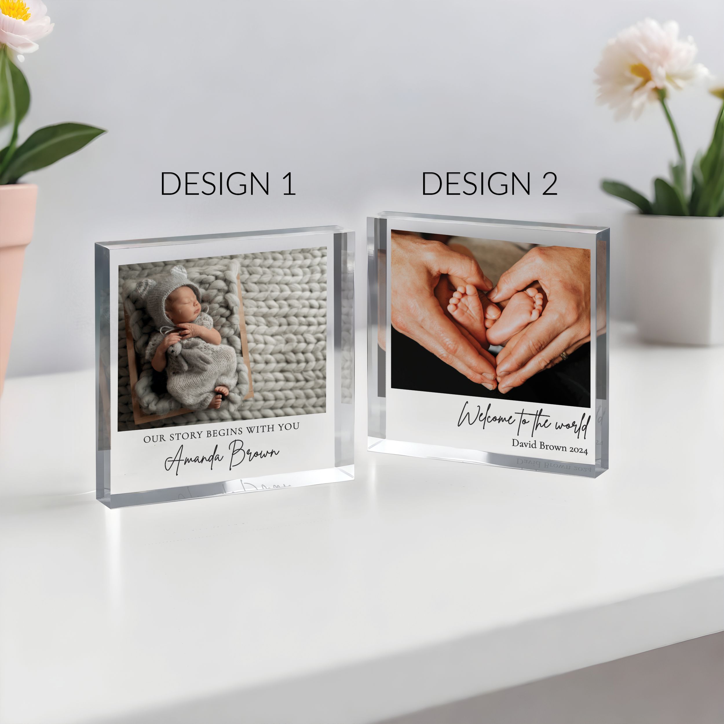 Baby Welcome to the World, Our Story Begins with you 11 New Baby Gift, Personalized Photo Acrylic Block, Nursery Decor