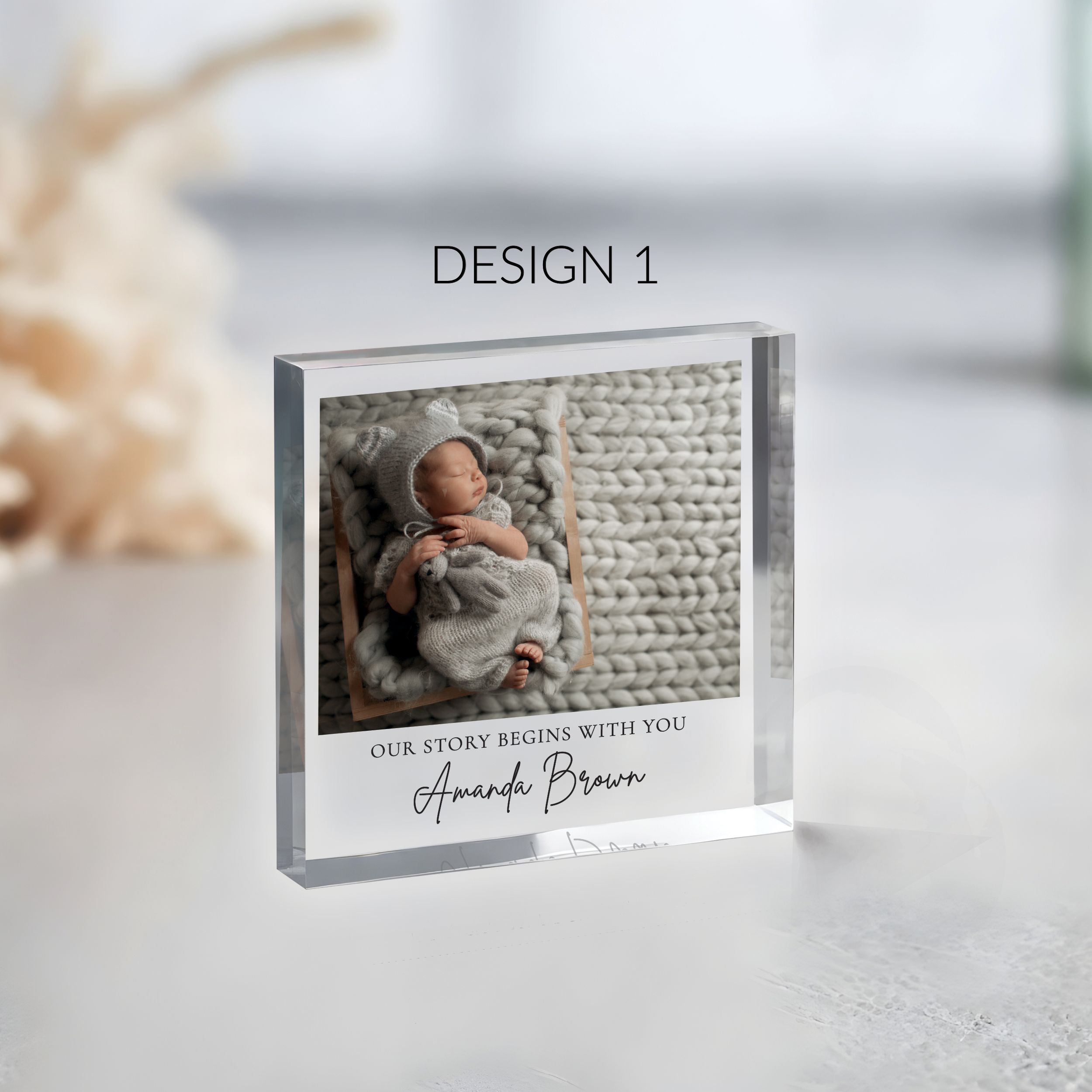 Baby Welcome to the World, Our Story Begins with you 12 New Baby Gift, Personalized Photo Acrylic Block, Nursery Decor