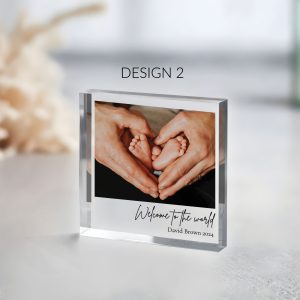 New Baby Gift, Personalized Photo Acrylic Block, Nursery Decor