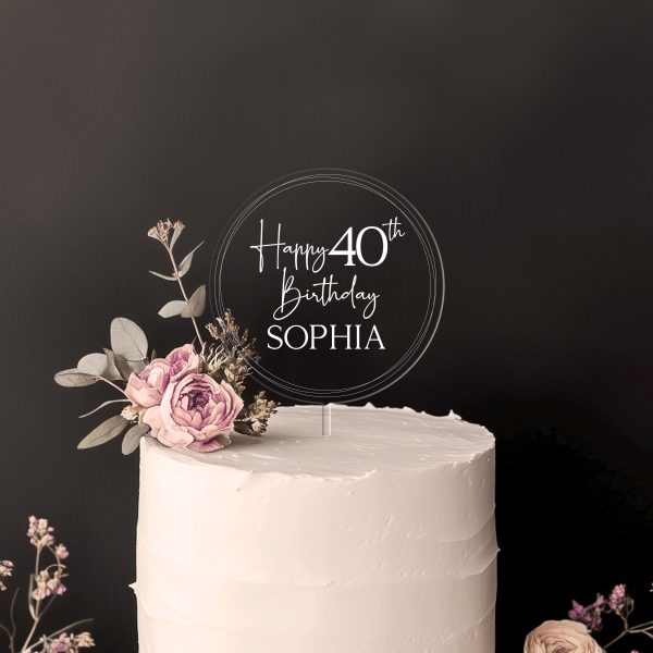 Birthday Acrylic Cake Topper, Happy Birthday Cake Topper