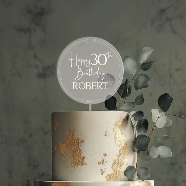 Birthday Acrylic Cake Topper, Happy Birthday Cake Topper