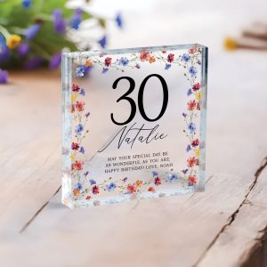 Personalized Birthday Gift, Floral Birthday Plaque Gift for Women