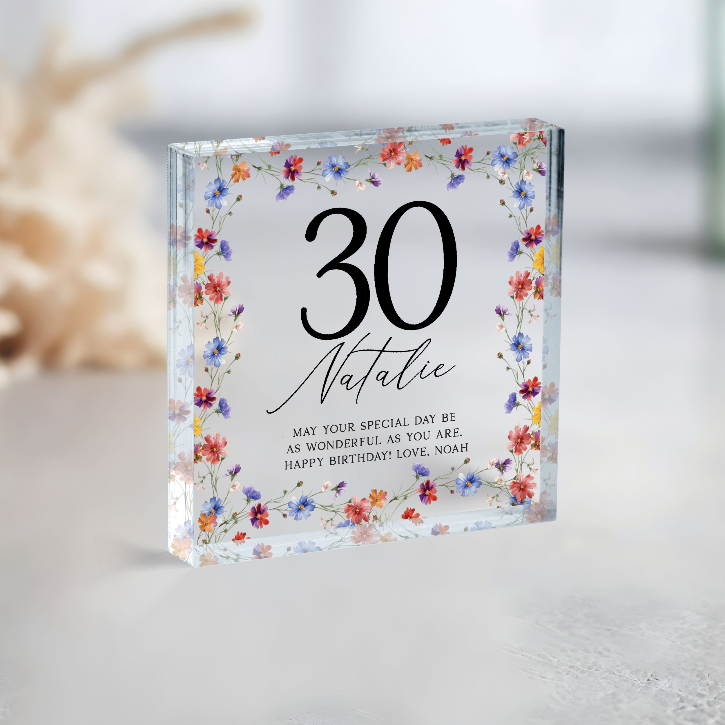 Birthday Plaque 2 Personalized Birthday Gift, Floral Birthday Plaque Gift for Women