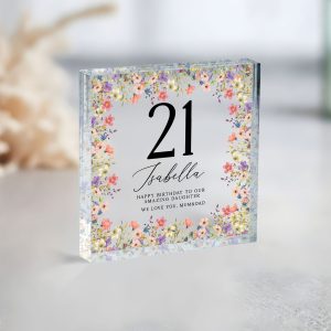 Personalized Birthday Gift, Floral Birthday Plaque Gift for Women