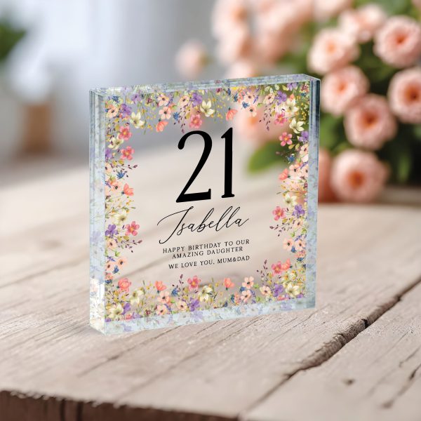 Personalized Birthday Gift, Floral Birthday Plaque Gift for Women