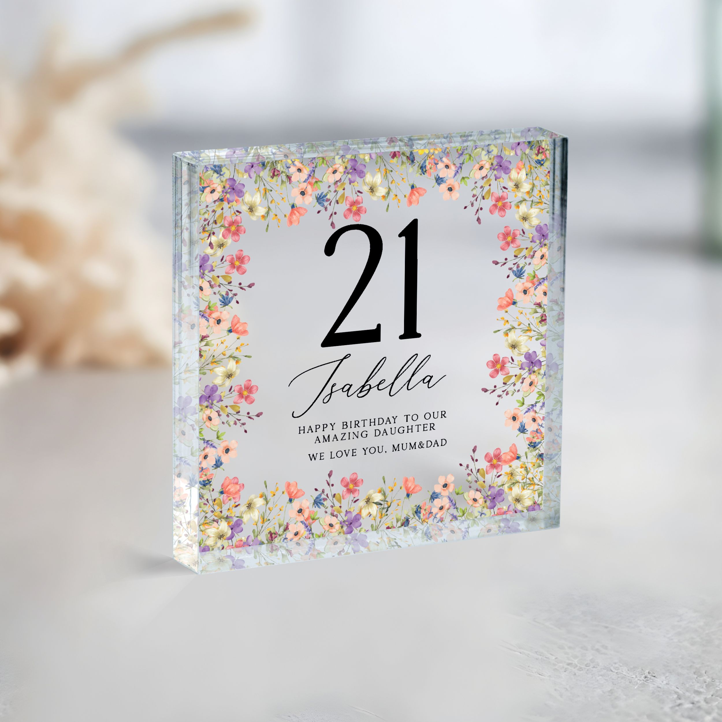 Birthday Plaque 3 Personalized Birthday Gift, Floral Birthday Plaque Gift for Women