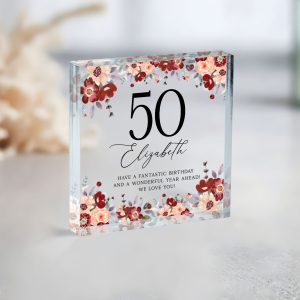 Personalized Birthday Gift, Floral Birthday Plaque Gift for Women