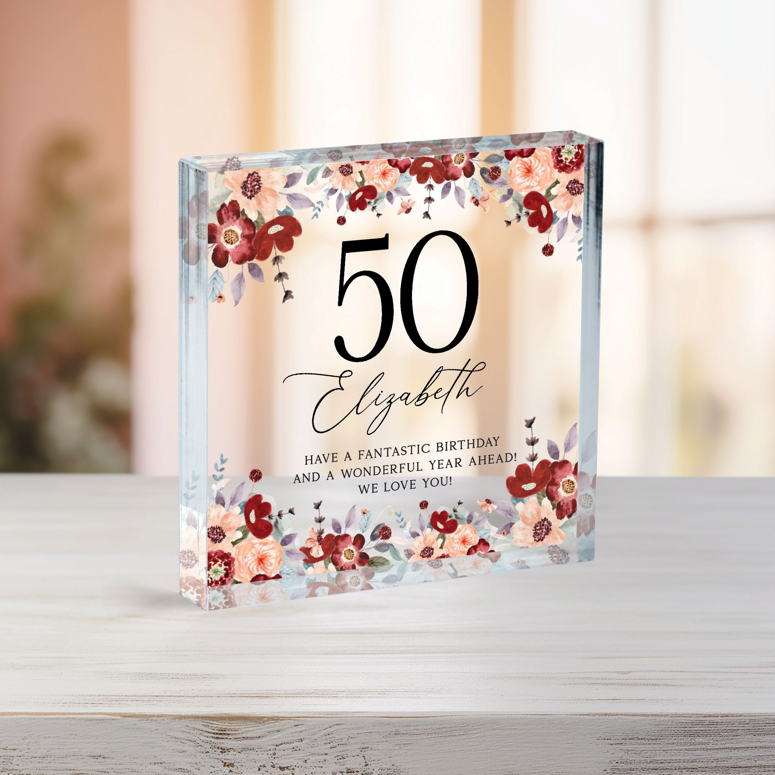 Birthday Plaque 4.1 Personalized Birthday Gift, Floral Birthday Plaque Gift for Women